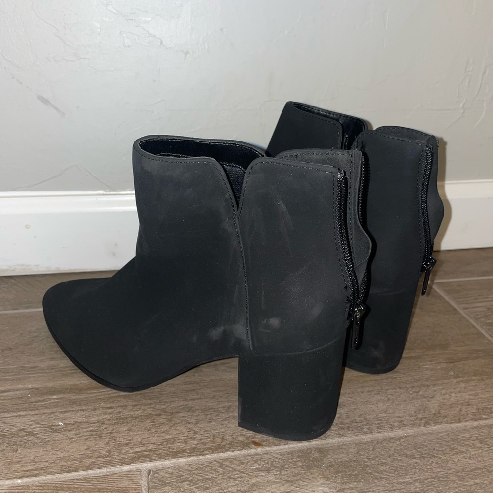 Black low heel boots